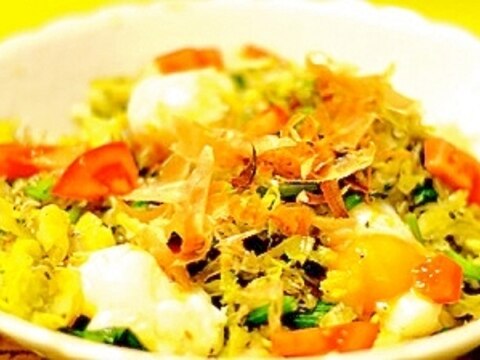 野菜炒め＆半熟卵